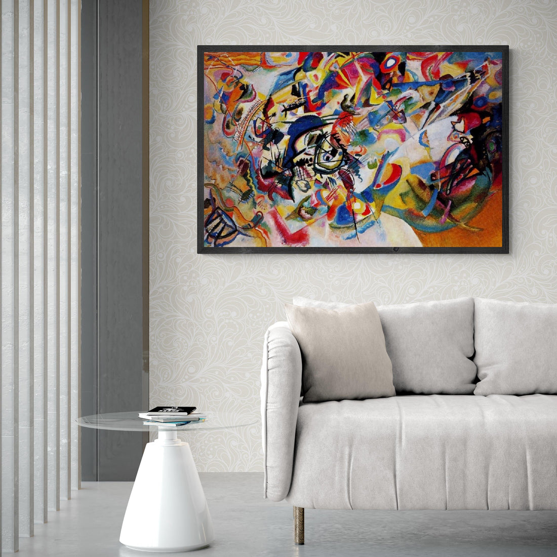 Kandinsky Composition VII Canvas Giclee Print, Floating Frame, 3D Hand Finish FOSHE ART