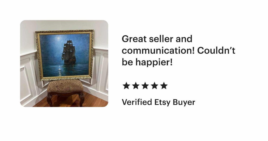 Montague Dawson "Crescent Moon", 3D Hand-Finished Canvas Print, Vintage Golden Frame FOSHE ART