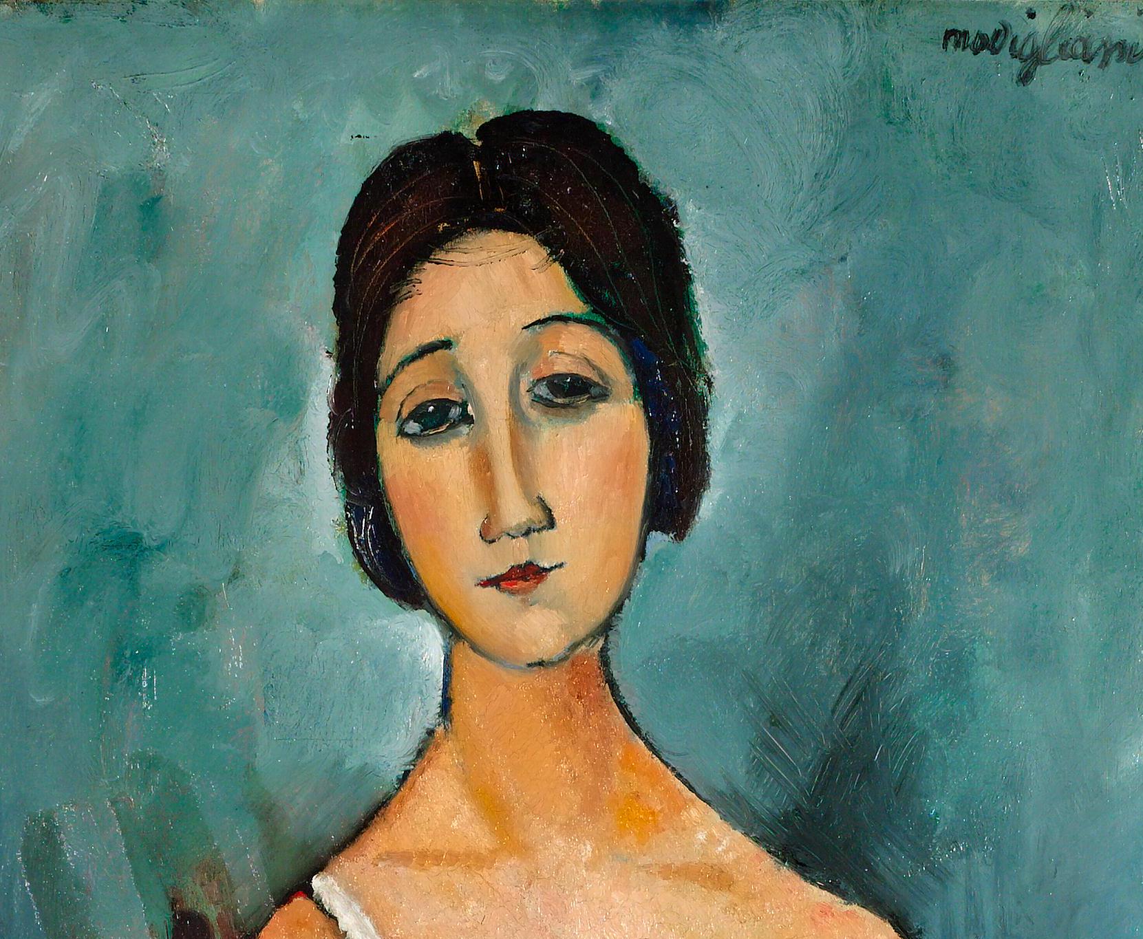 Modigliani "Christina" Giclée Canvas Art Print with Hand-Finished Texture FOSHE ART