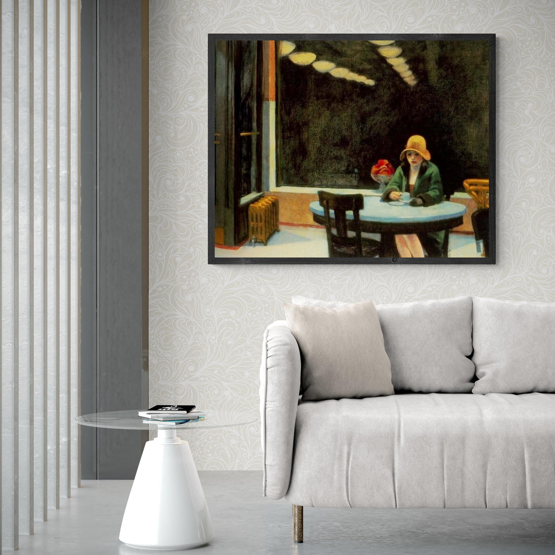 Edward Hopper Automat, Edward Hopper Exhibition Poster, Giclee Fine Art Print, Heavyweight art paper, canvas or 3D print with brush strokes FOSHE ART