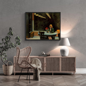 Edward Hopper Automat, Edward Hopper Exhibition Poster, Giclee Fine Art Print, Heavyweight art paper, canvas or 3D print with brush strokes