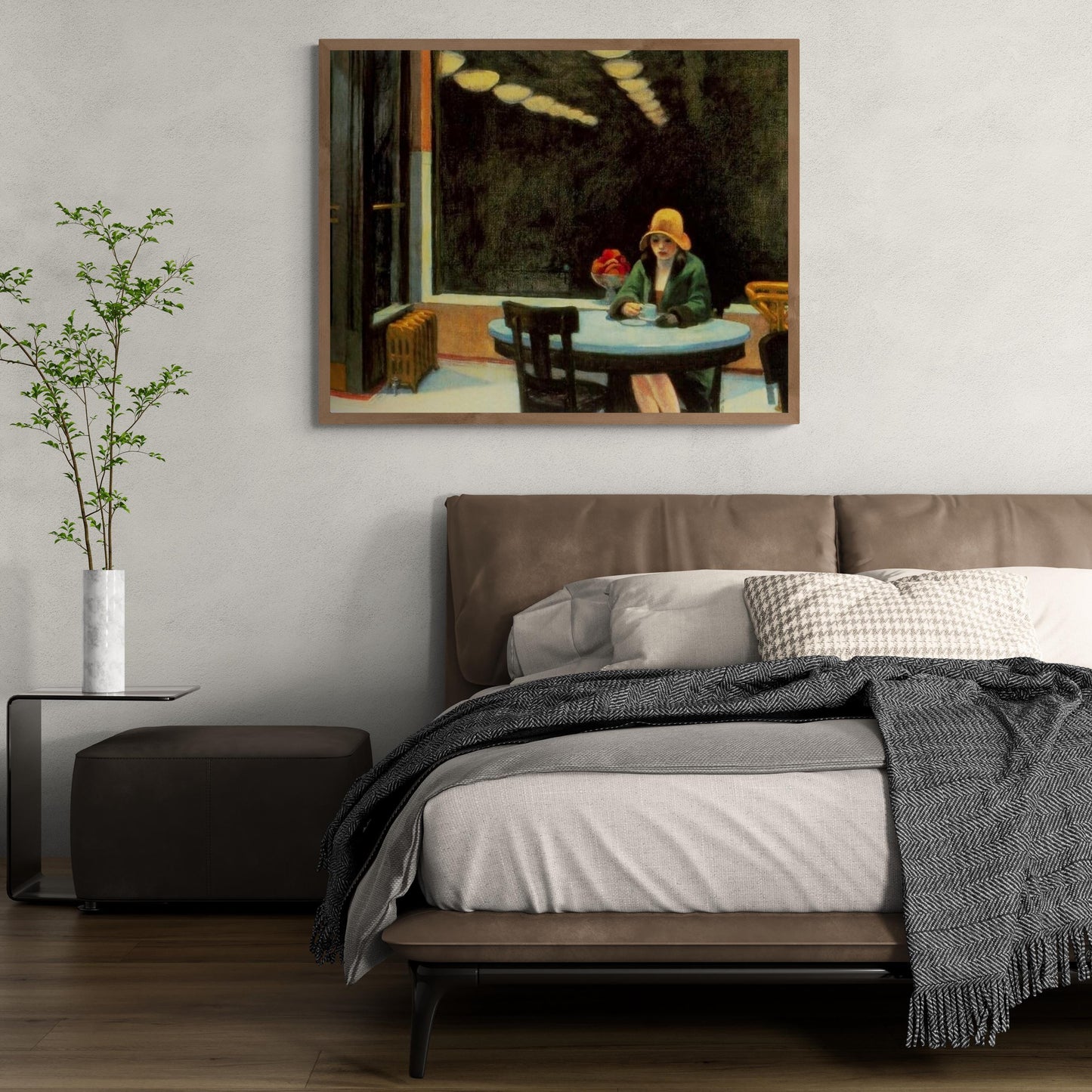 Edward Hopper Automat, Edward Hopper Exhibition Poster, Giclee Fine Art Print, Heavyweight art paper, canvas or 3D print with brush strokes FOSHE ART