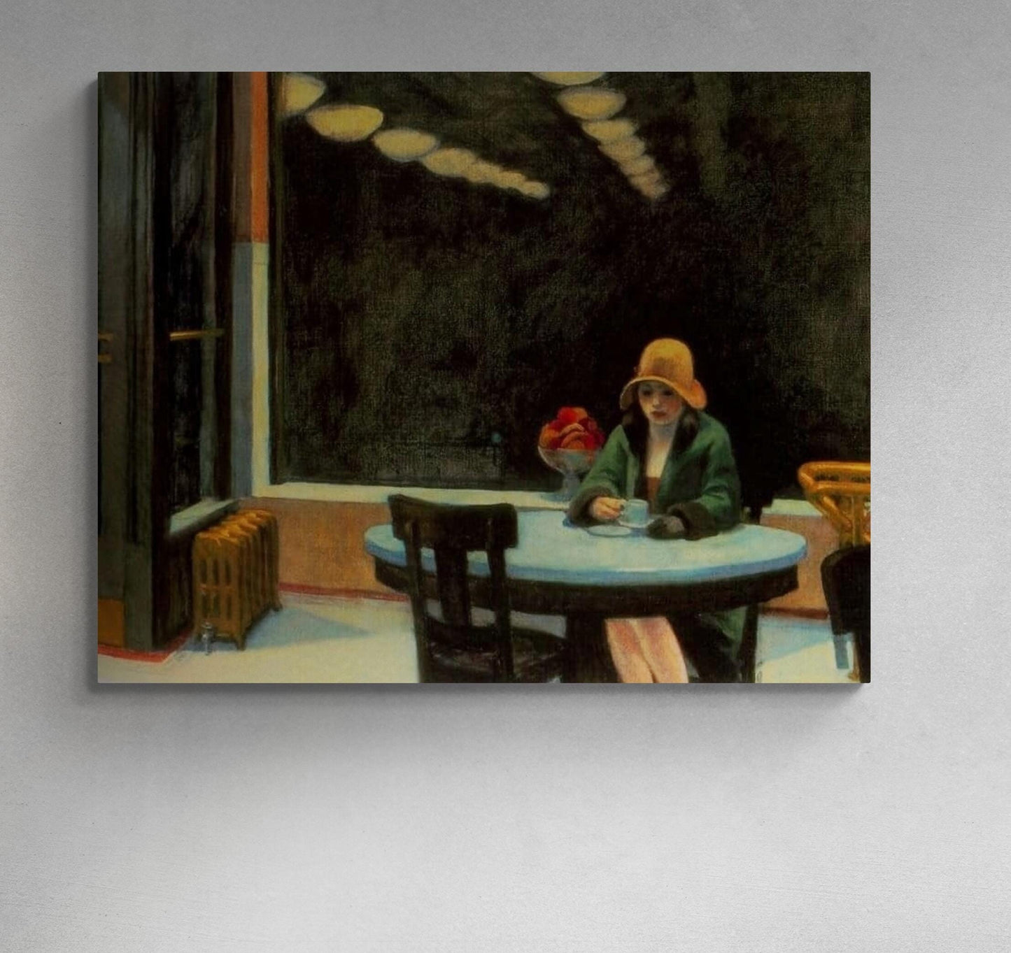 Edward Hopper Automat, Edward Hopper Exhibition Poster, Giclee Fine Art Print, Heavyweight art paper, canvas or 3D print with brush strokes