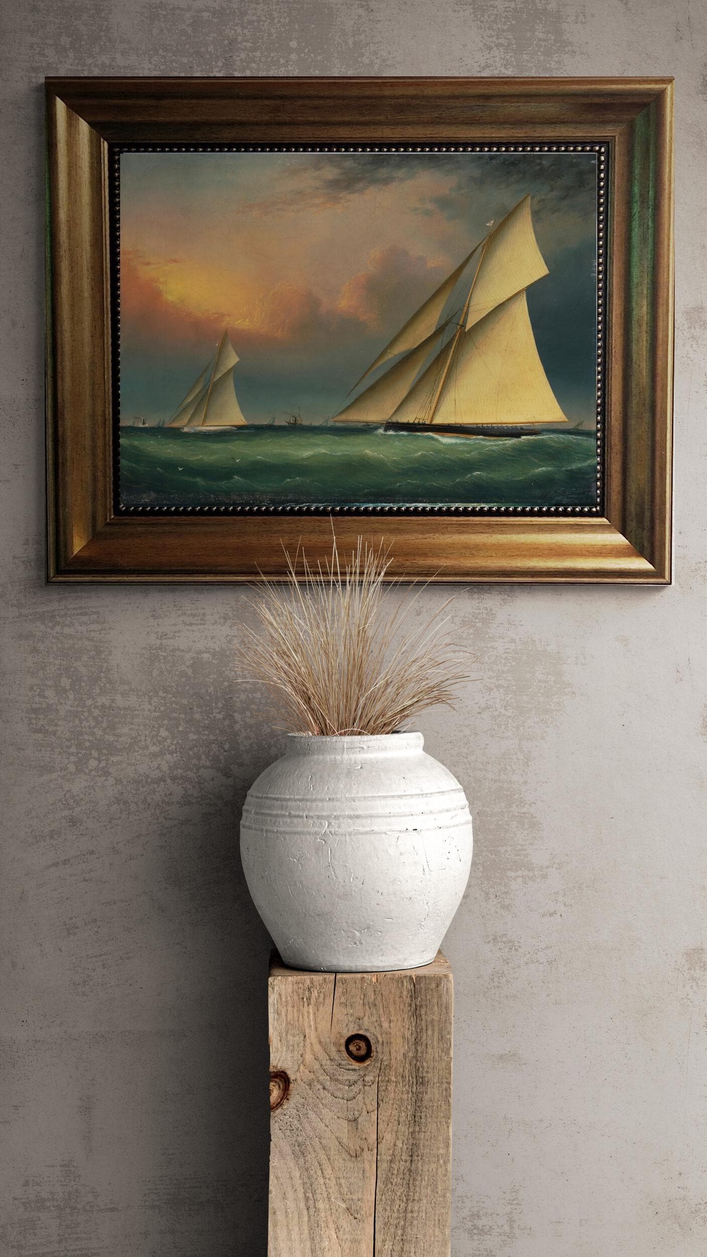America's Cup 1885 Puritan and Genesta Nautical Sailboats, Fine Art Giclee Print FOSHE ART