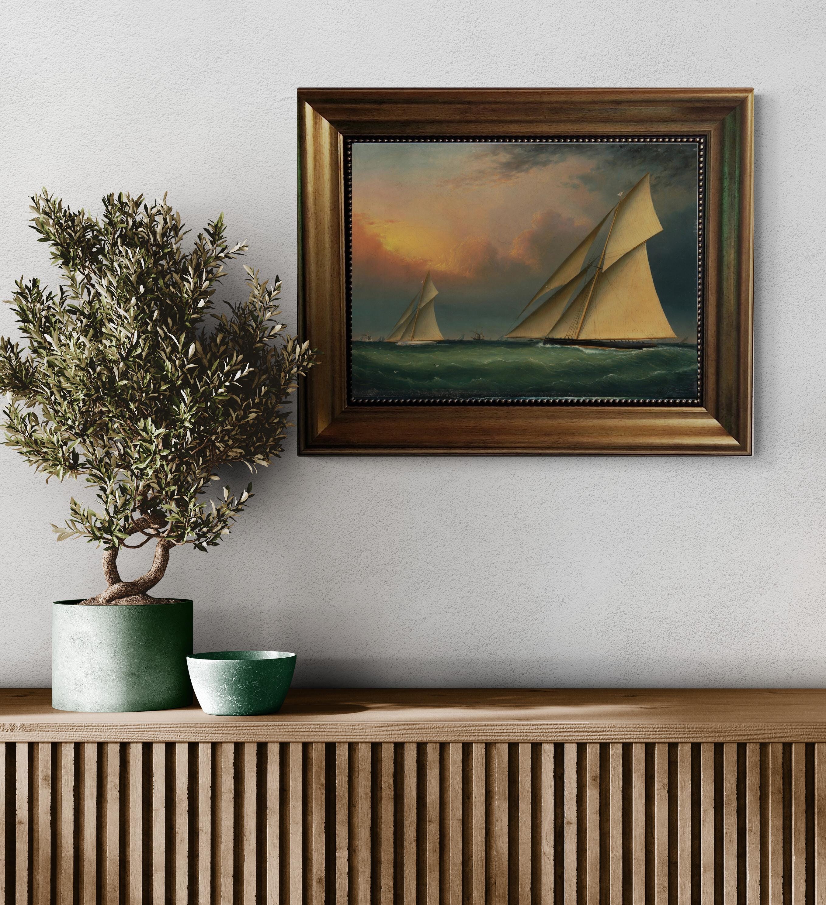 Puritan and Genesta Framed Canvas Print, Brushstroke Texture FOSHE ART