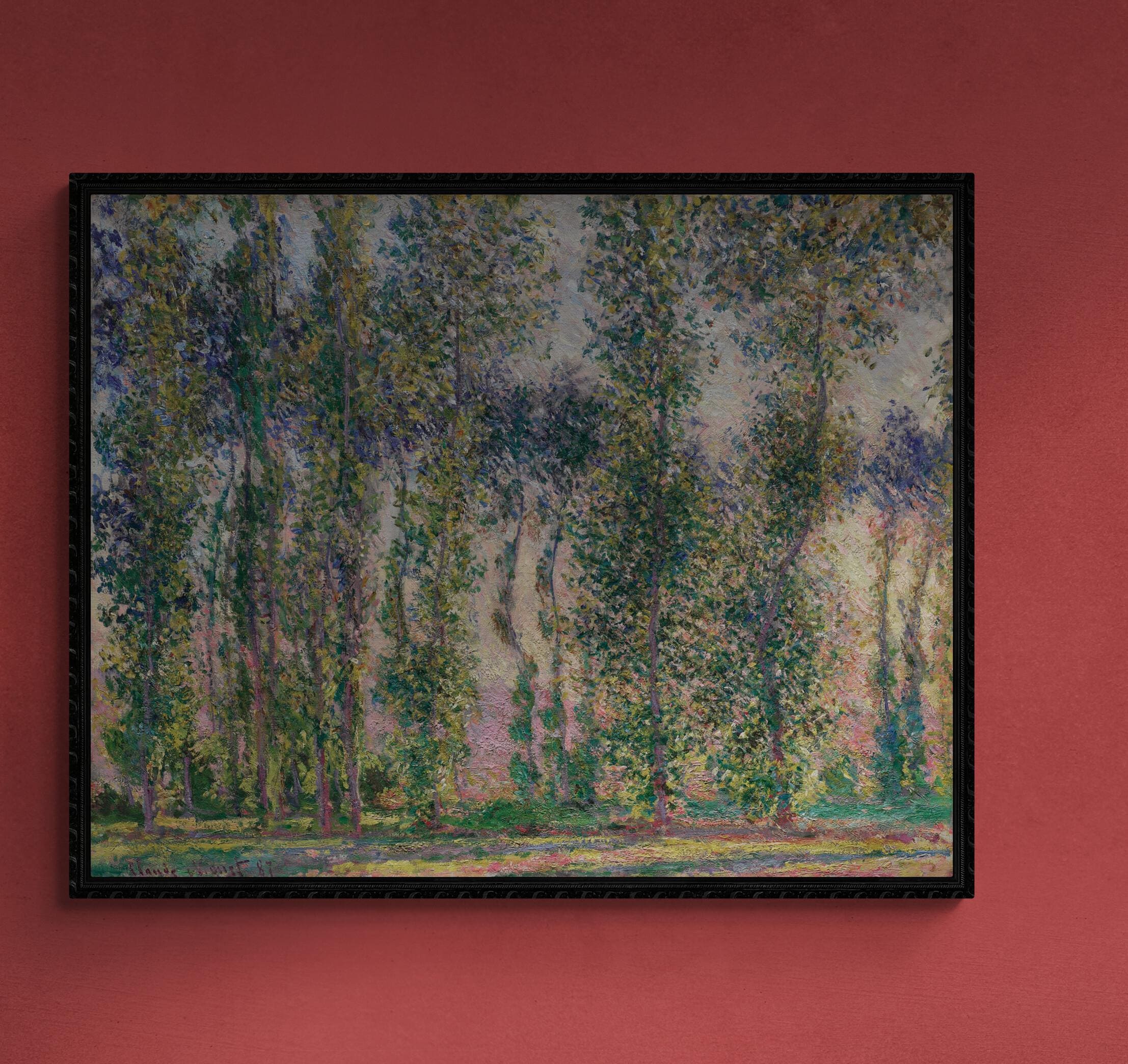 Claude Monet, Poplars at Giverny, 1887, Living Room Wall Décor, Premium FineArt Print on Paper, Canvas P or Hand Finished with brush strokes