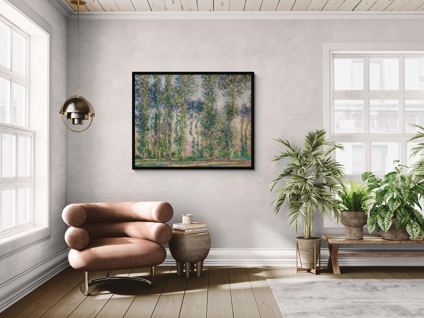 Claude Monet, Poplars at Giverny, 1887, Living Room Wall Décor, Premium FineArt Print on Paper, Canvas P or Hand Finished with brush strokes