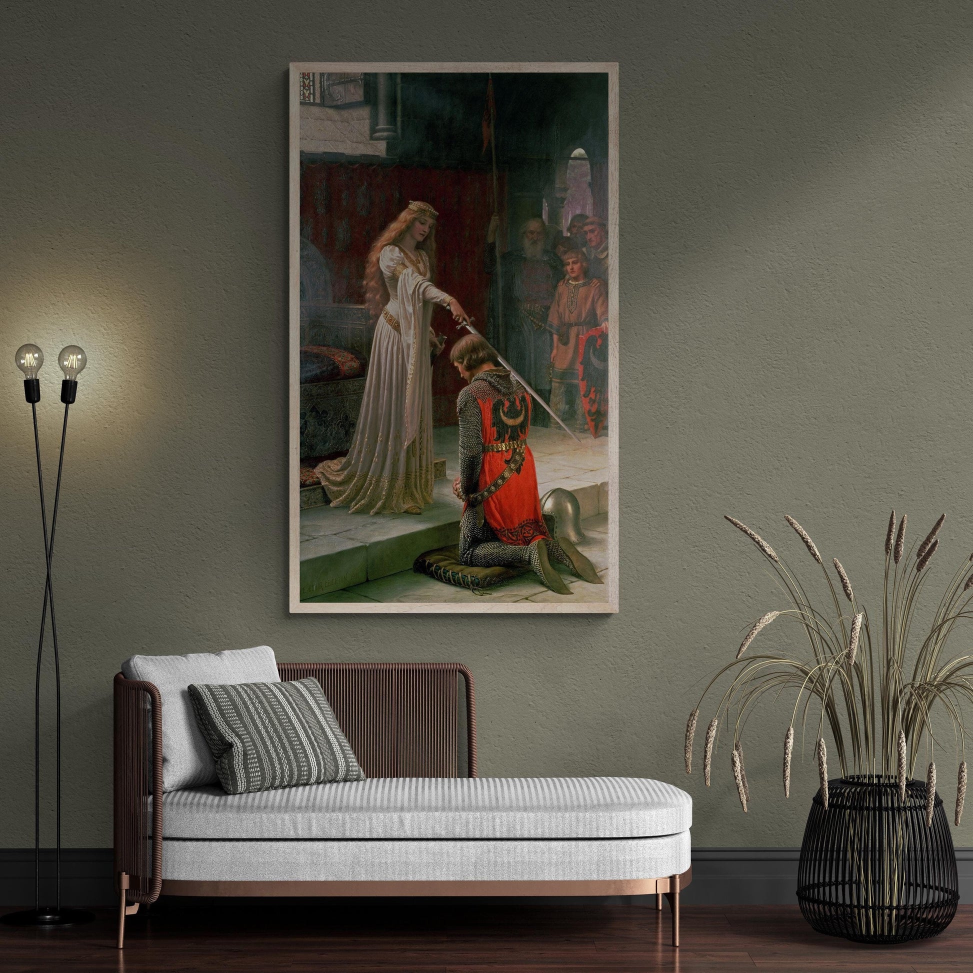 Edmund Leighton - The Accolade (1901) reproduction, Museum-Quality Fine Art printed on Hahnemühle Heavyweight paper or high quality poster FOSHE ART