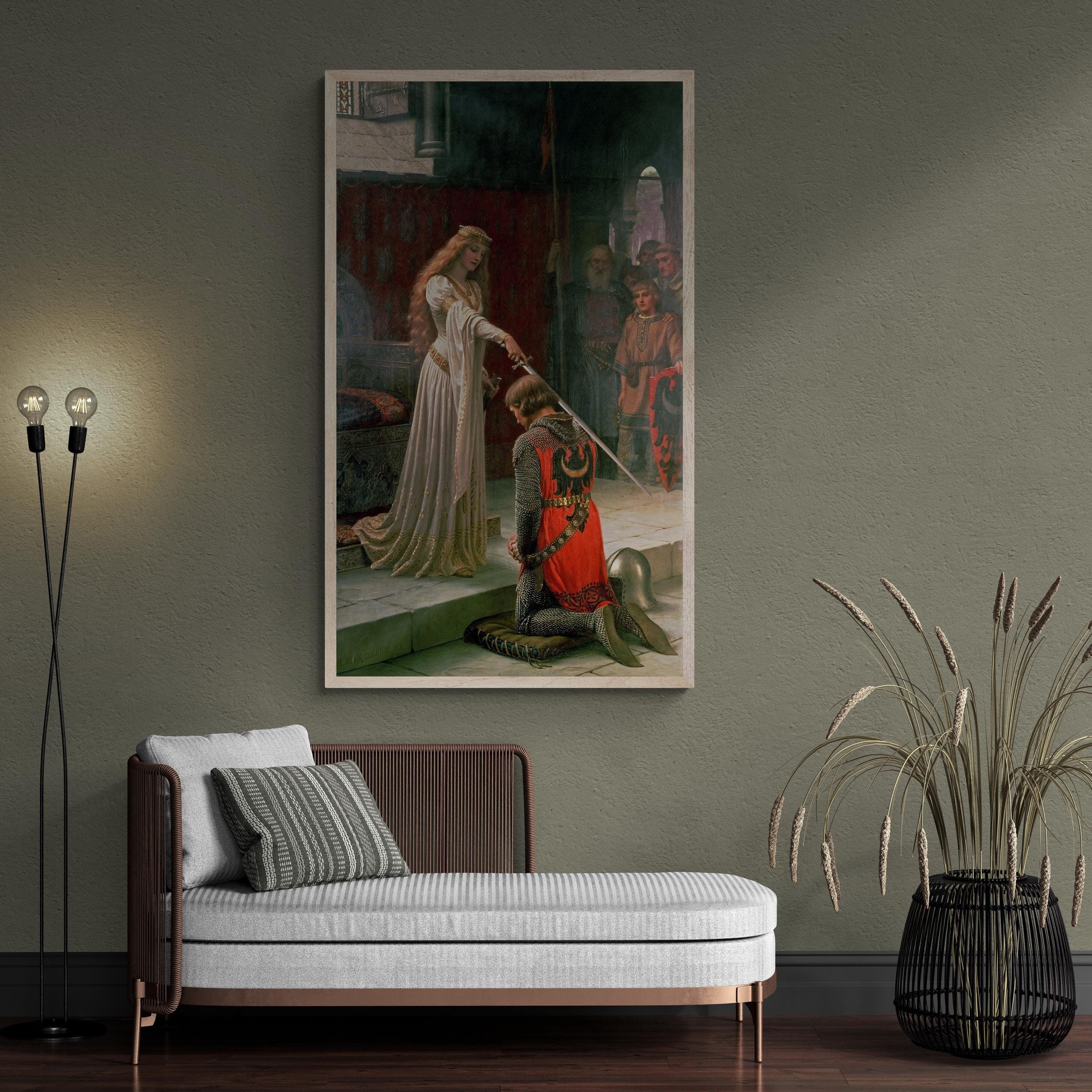 The Accolade Print on Canvas – Edmund Leighton, Chivalry Fine Art FOSHE ART