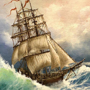 Sailing ship decoration, AFTER STORM oil canvas, Tall ship original art, Decorative-vintage seascape, gift for him, customer commission
