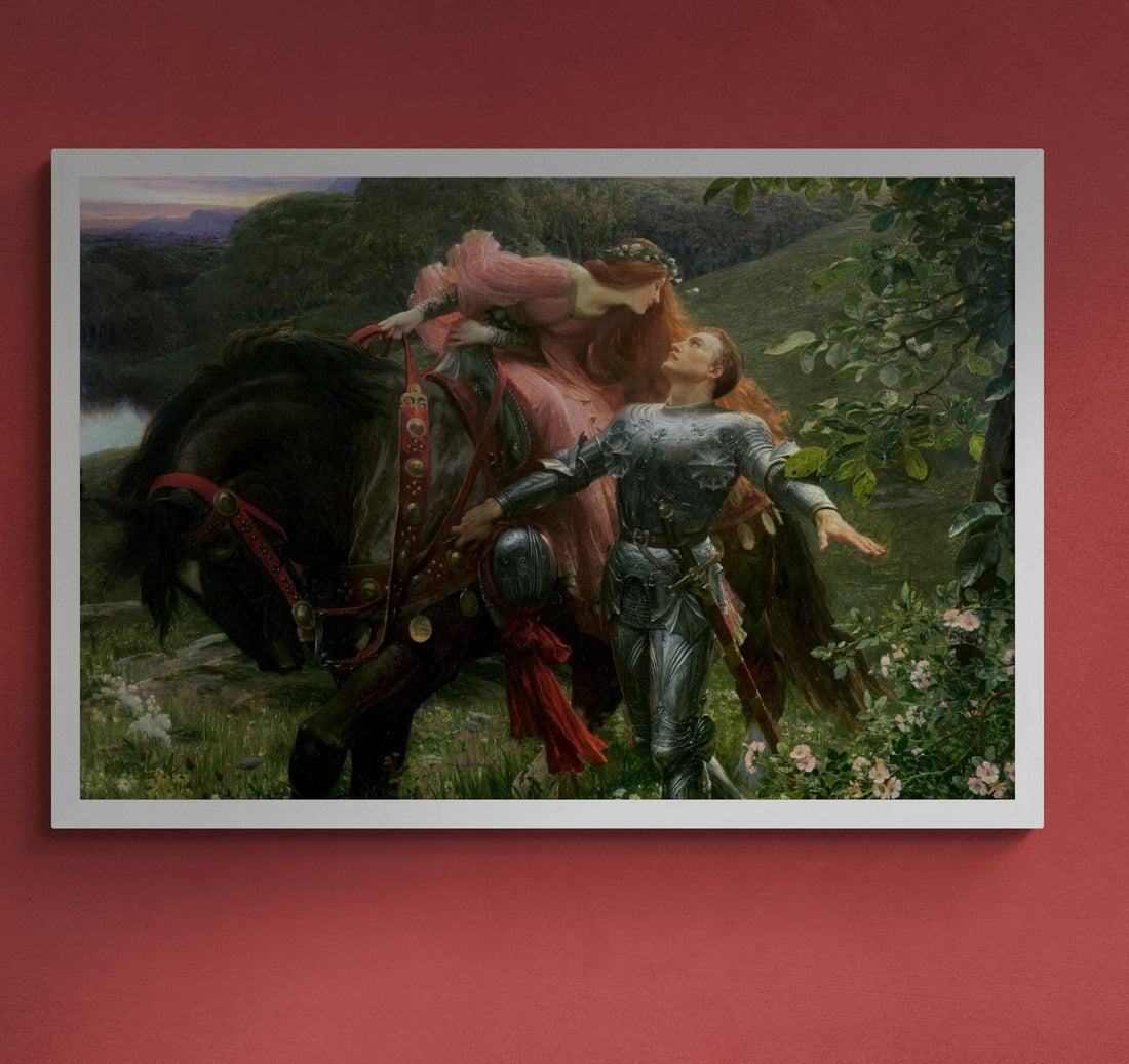 La Belle Dame Sans Merci By Sir Frank Dicksee Large wall arts, Heavyweight Canvas, 3D hand finish print with brush strokes, Ready to Hang FOSHE ART