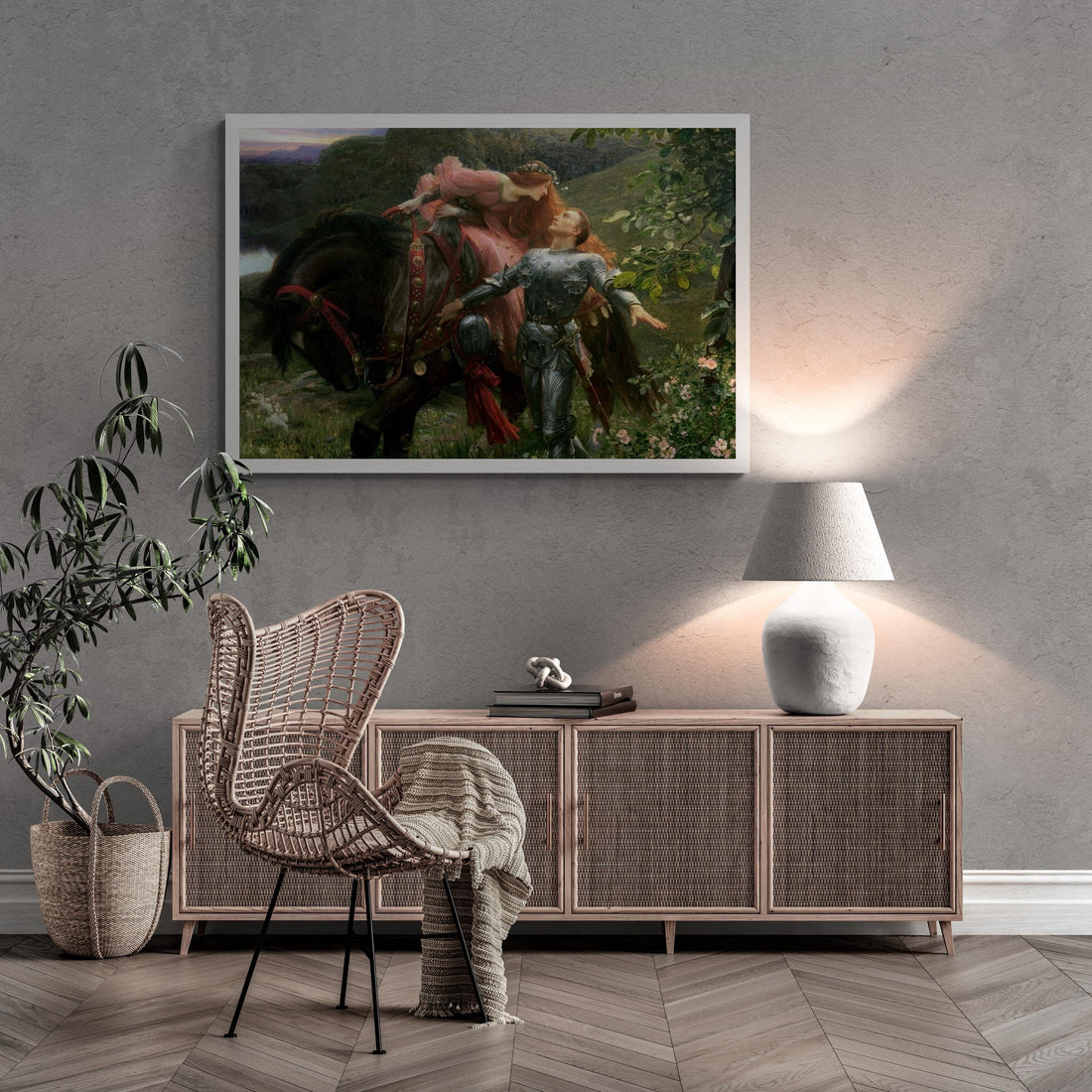 La Belle Dame Sans Merci By Sir Frank Dicksee Large wall arts, Heavyweight Canvas, 3D hand finish print with brush strokes, Ready to Hang FOSHE ART