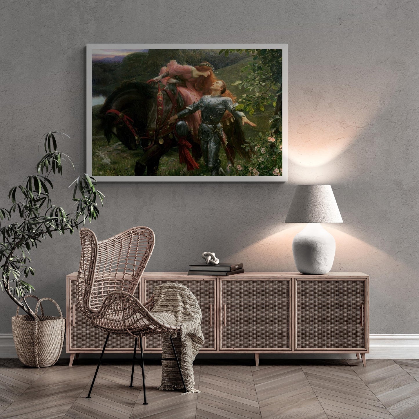 La Belle Dame Sans Merci By Sir Frank Dicksee Large wall arts, Heavyweight Canvas, 3D hand finish print with brush strokes, Ready to Hang FOSHE ART