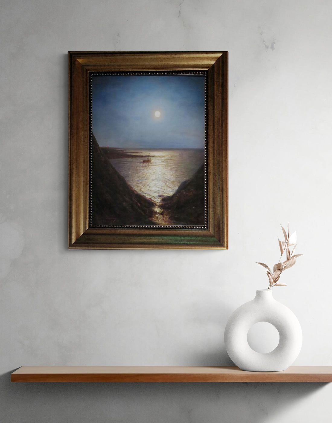 Moonlight Giclée Canvas Print by Bogolyubov, Golden Vintage Frame FOSHE ART
