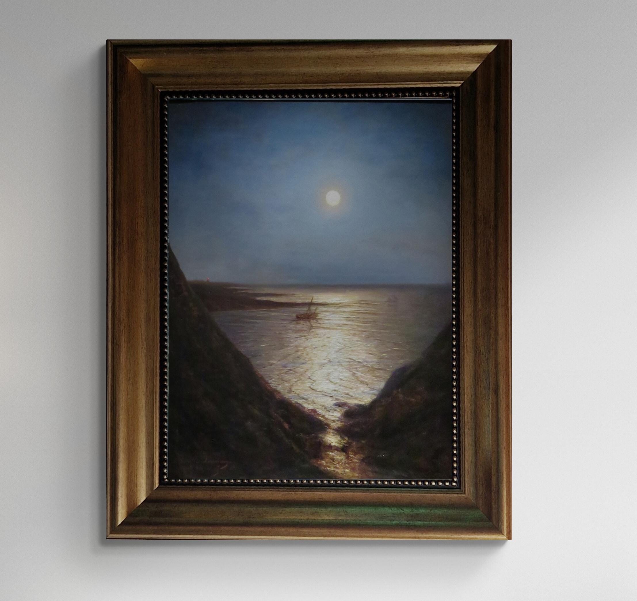 Moonlight Giclée Canvas Print by Bogolyubov, Golden Vintage Frame FOSHE ART