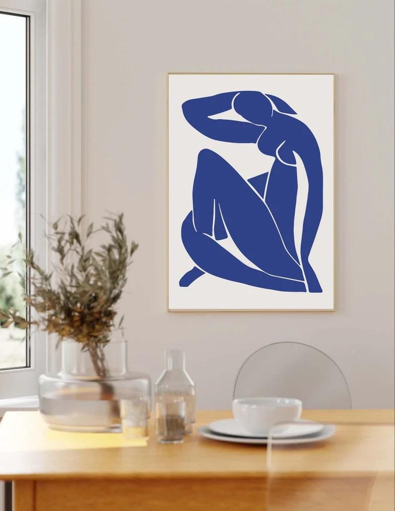 Henri Matisse Blue Nude 1952 Giclee Print Reproduction Painting, Heavyweight Fineart print on Hahnemühle art paper or museum quality poster
