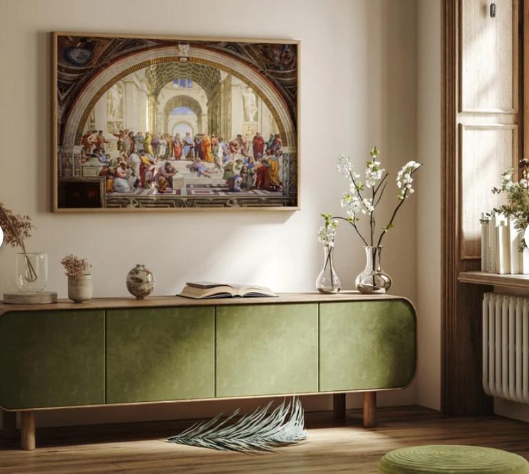 The School of Athens by Raphael, XXL printing, Renaissance Classic Art Print on Canvas & 3D Finished Premium Texture Print with brush stroke