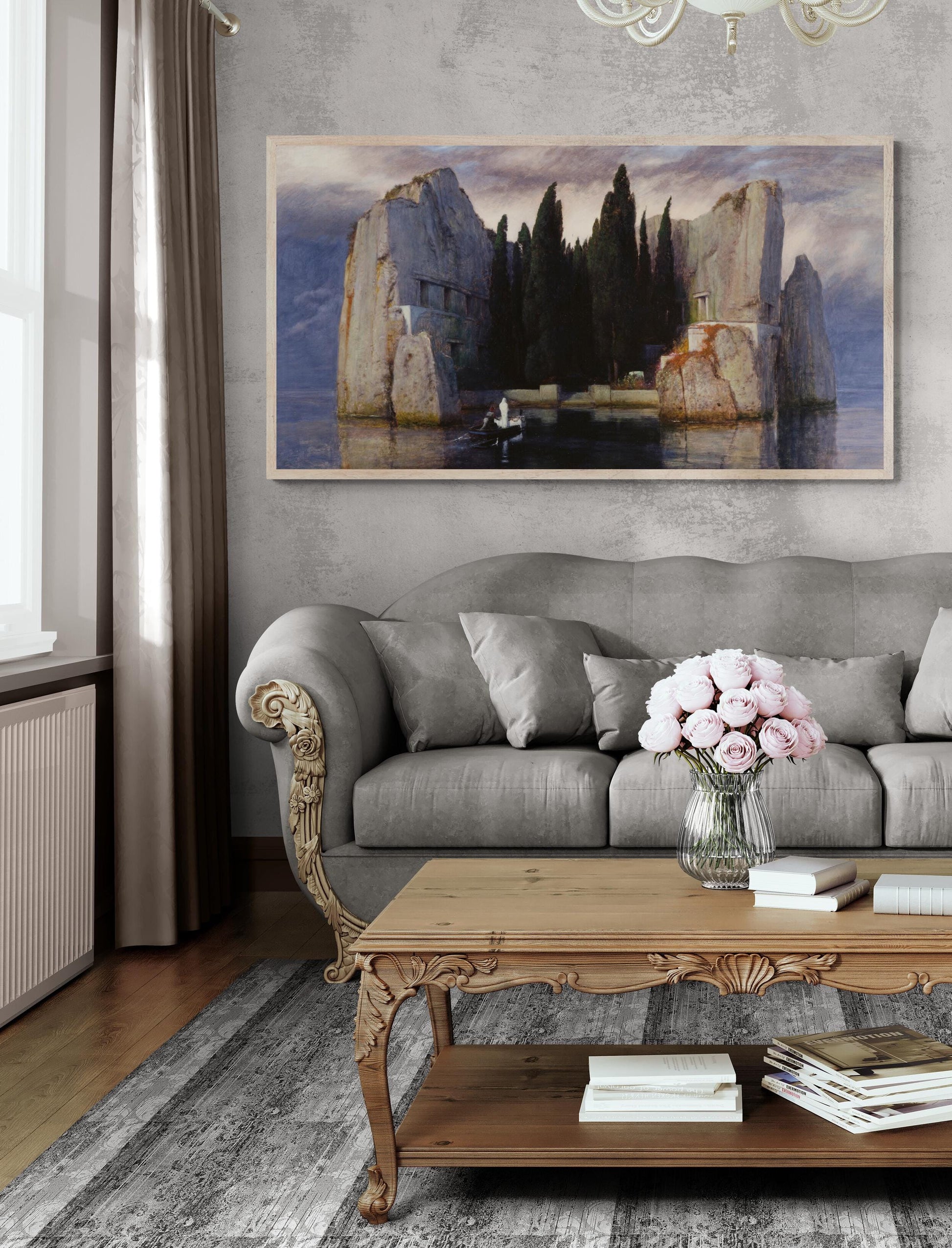 Isle of the Dead by Arnold Böcklin | Large Canvas Print | 3D Hand-Finished Premium Texture with Brush Strokes | Quality Oil Painting Replica FOSHE ART