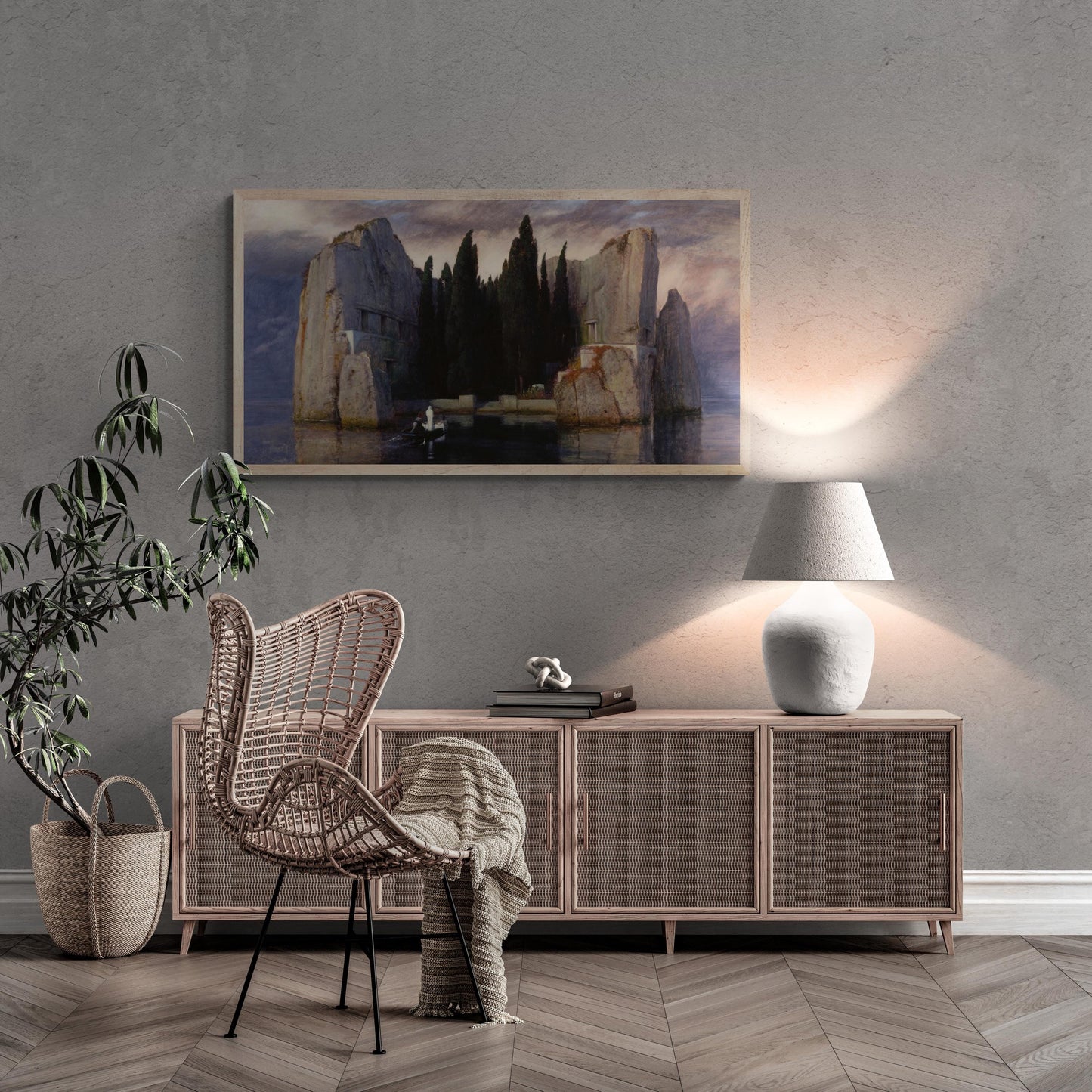 Isle of the Dead by Arnold Böcklin | Large Canvas Print | 3D Hand-Finished Premium Texture with Brush Strokes | Quality Oil Painting Replica FOSHE ART