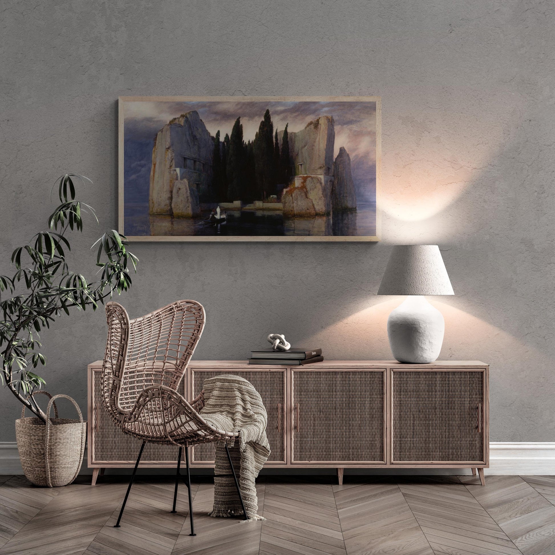 Isle of the Dead by Arnold Böcklin | Large Canvas Print | 3D Hand-Finished Premium Texture with Brush Strokes | Quality Oil Painting Replica FOSHE ART