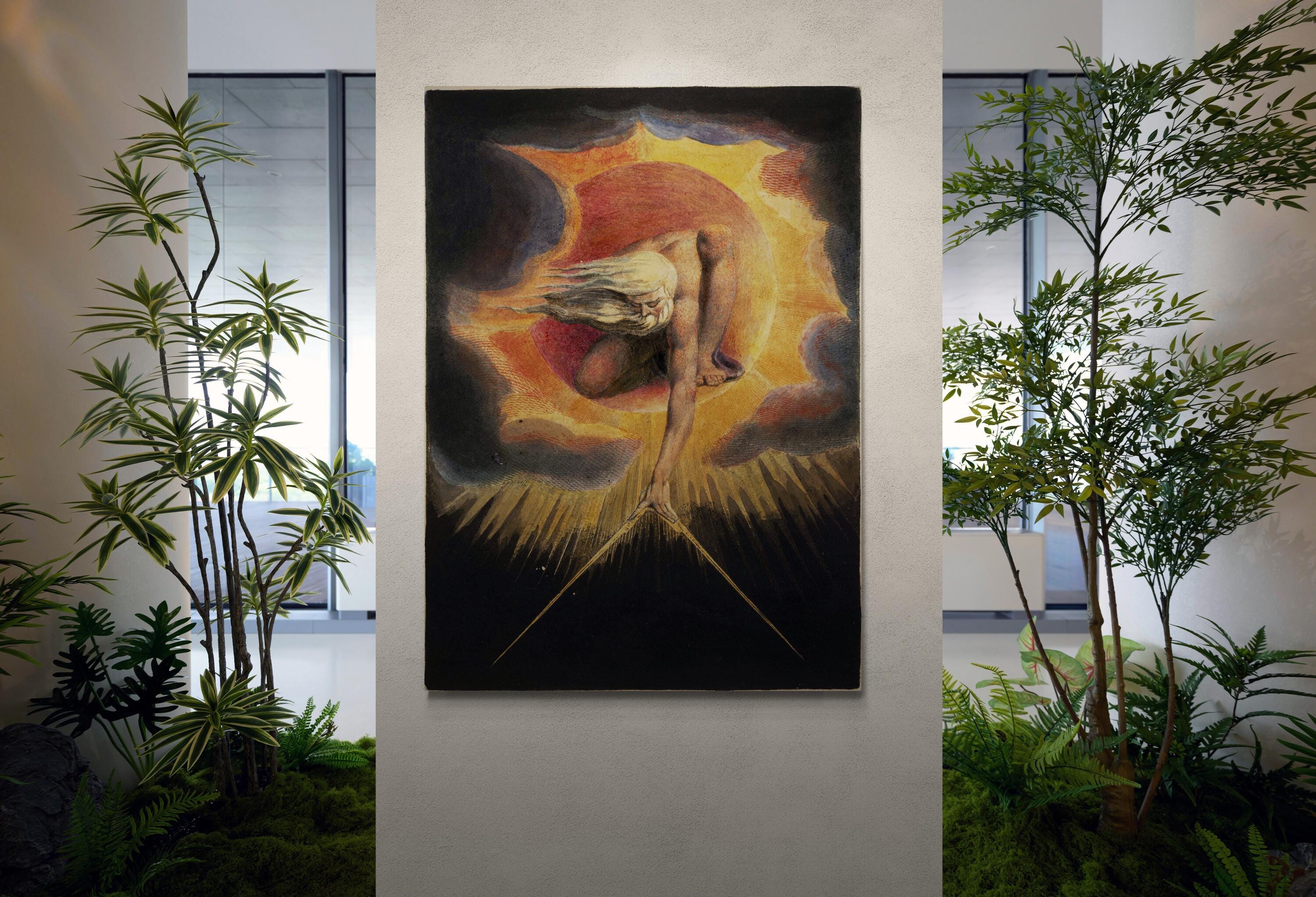 William Blake, Ancient of Days, A Prophecy, Classic Art Print on Art Paper, Canvas & 3D Finished Premium Texture Print with brush stroke FOSHE ART