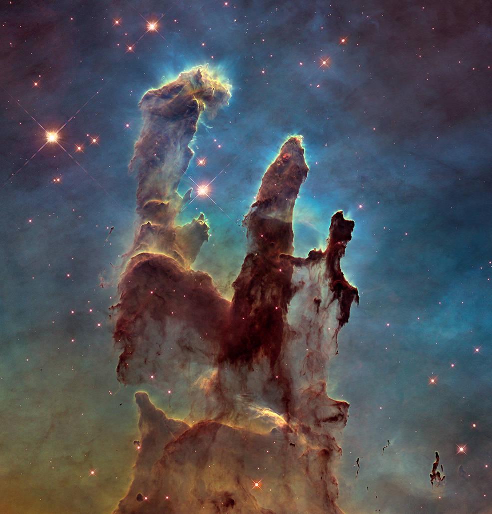 Pillars of Creation Print, Hubble Telescope Image, Textured Canvas Art FOSHE ART