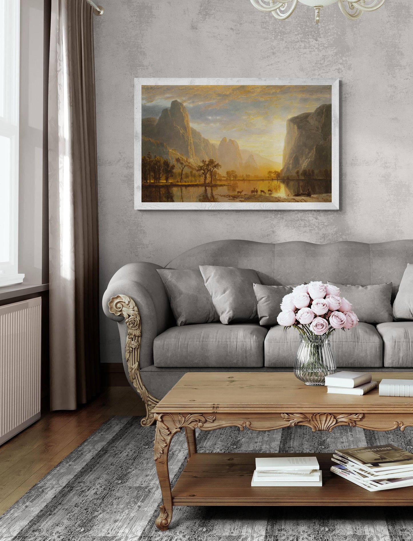 Valley of the Yosemite by Albert Bierstadt, XXL printing, Canvas with texture & hand finished brush strokes looks like original oil painting