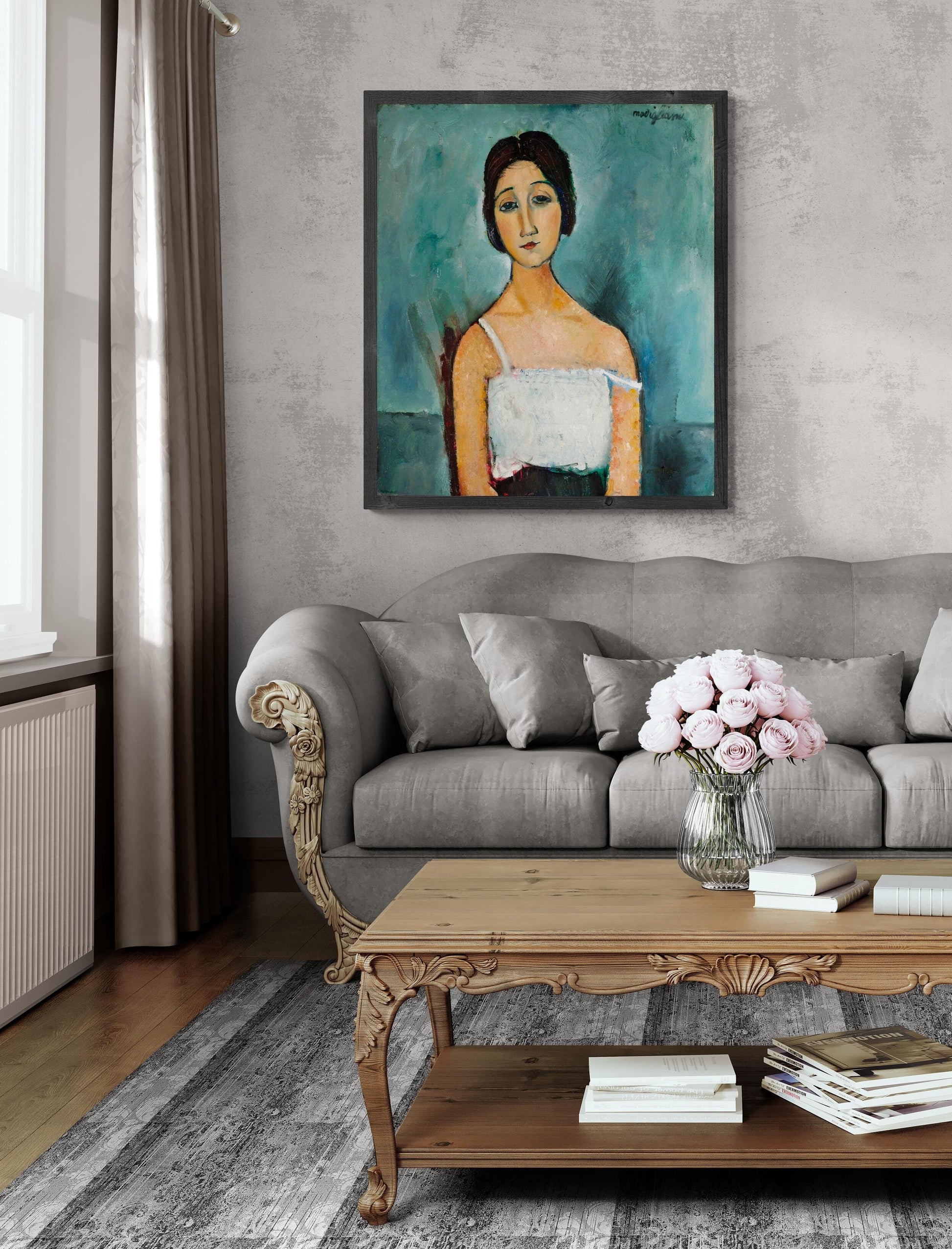 Christina by Amedeo Modigliani, Giclée Art Print Canvas with texture & hand finished brush strokes looks like original oil painting FOSHE ART