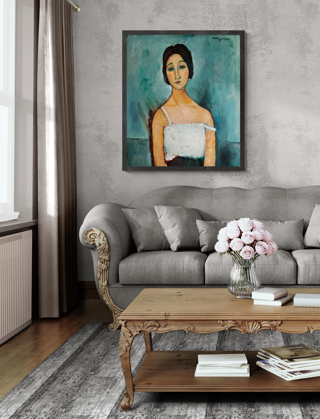 Modigliani "Christina" Giclée Canvas Art Print with Hand-Finished Texture FOSHE ART