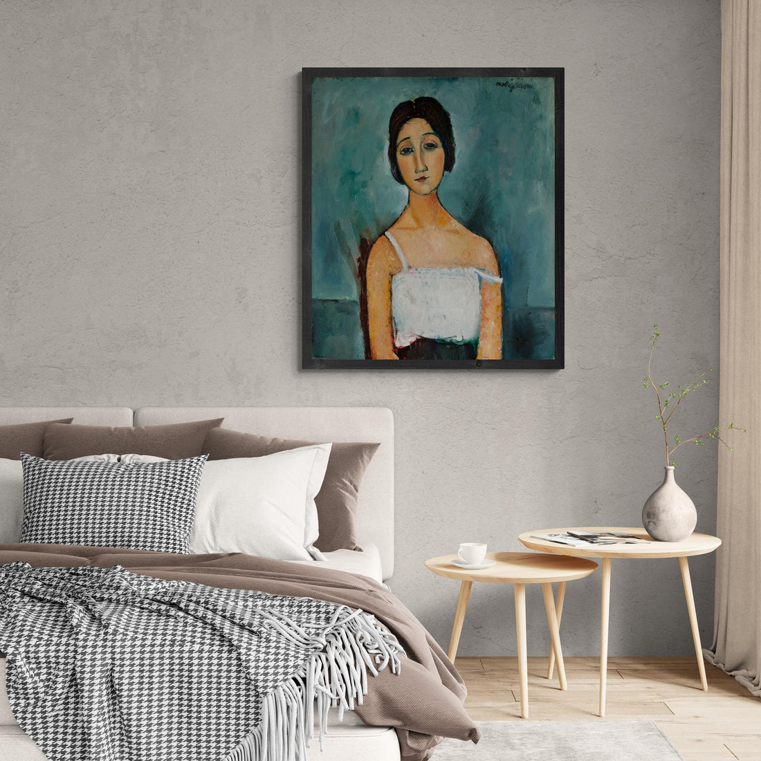 Modigliani "Christina" Giclée Canvas Art Print with Hand-Finished Texture FOSHE ART