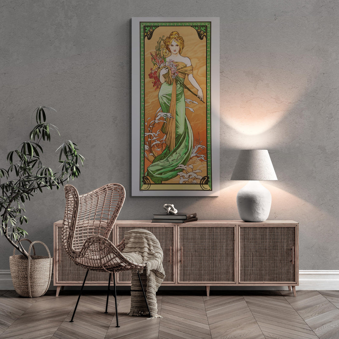 Timeless Art Nouveau: Alfons Mucha - Spring (1900) | Fine Art Print | Art Paper, Poster, Canvas or Hand Finished Print with brush strokes