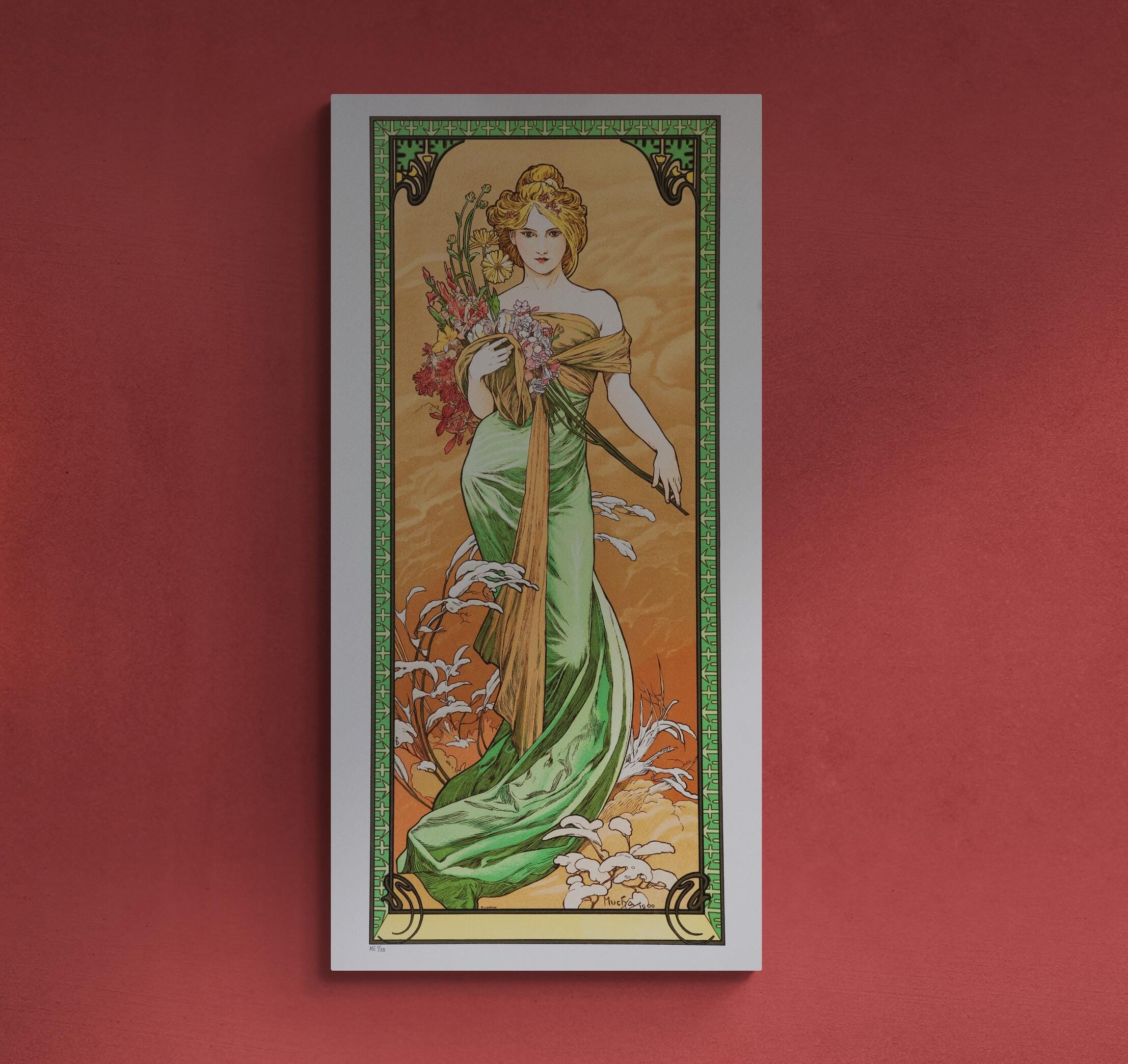 Timeless Art Nouveau: Alfons Mucha - Spring (1900) | Fine Art Print | Art Paper, Poster, Canvas or Hand Finished Print with brush strokes