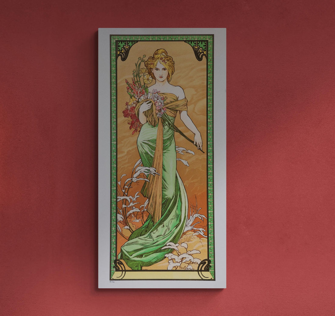 Timeless Art Nouveau: Alfons Mucha - Spring (1900) | Fine Art Print | Art Paper, Poster, Canvas or Hand Finished Print with brush strokes