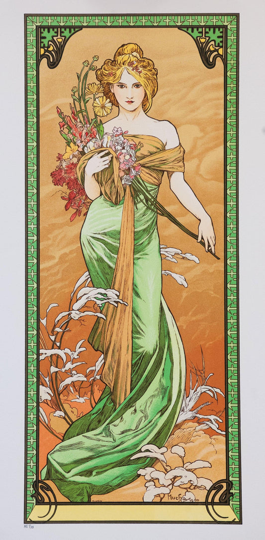 Timeless Art Nouveau: Alfons Mucha - Spring (1900) | Fine Art Print | Art Paper, Poster, Canvas or Hand Finished Print with brush strokes