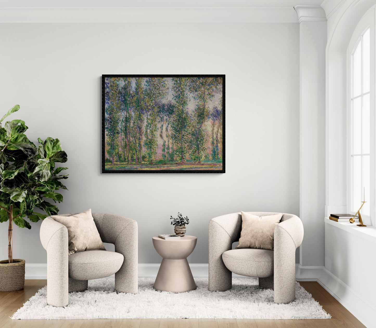 Claude Monet, Poplars at Giverny, 1887, Living Room Wall Décor, Premium FineArt Print on Paper, Canvas P or Hand Finished with brush strokes