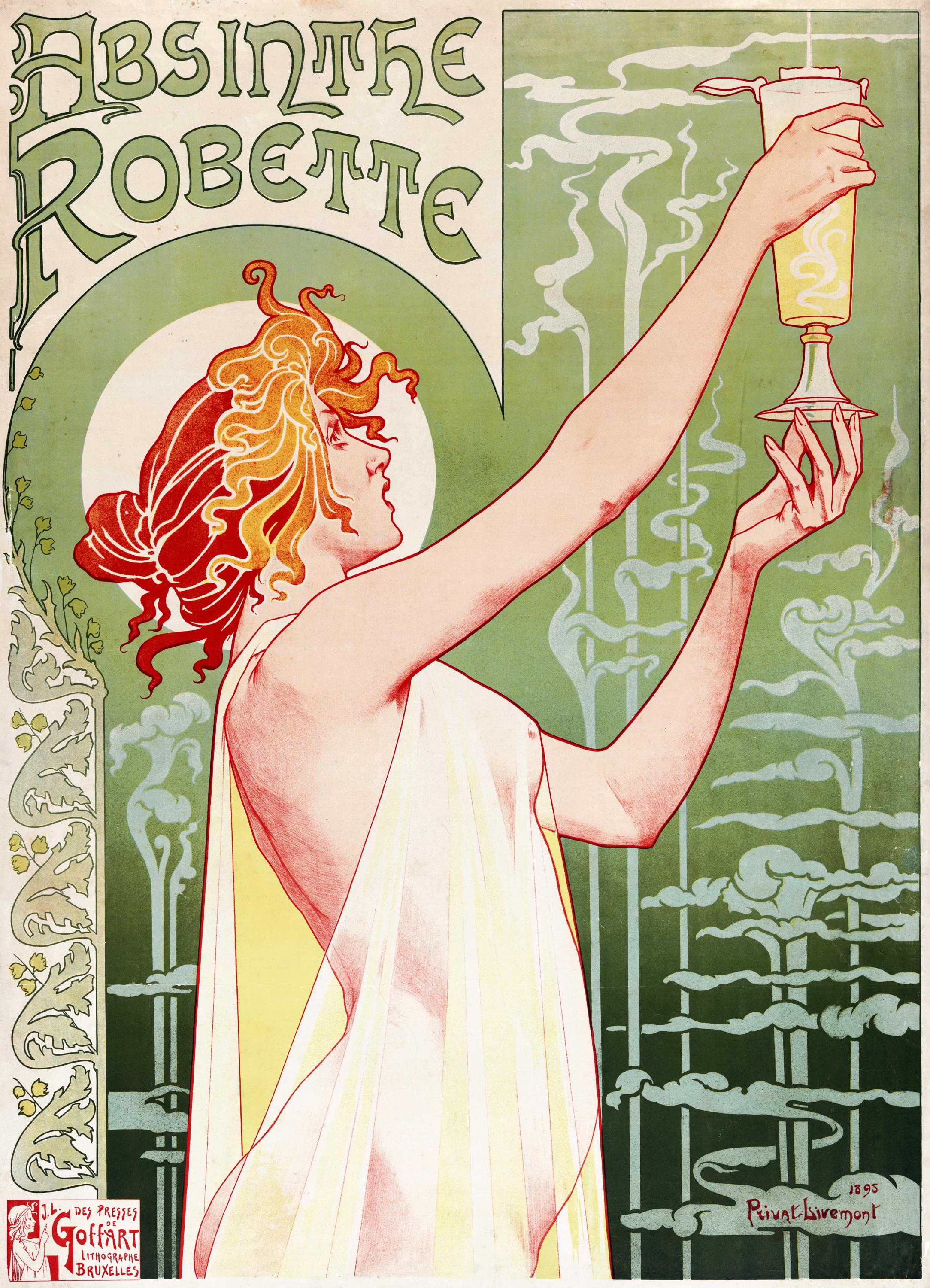 Absinthe Robette by Mucha, Art Nouveau Canvas Print, Textured Finish FOSHE ART