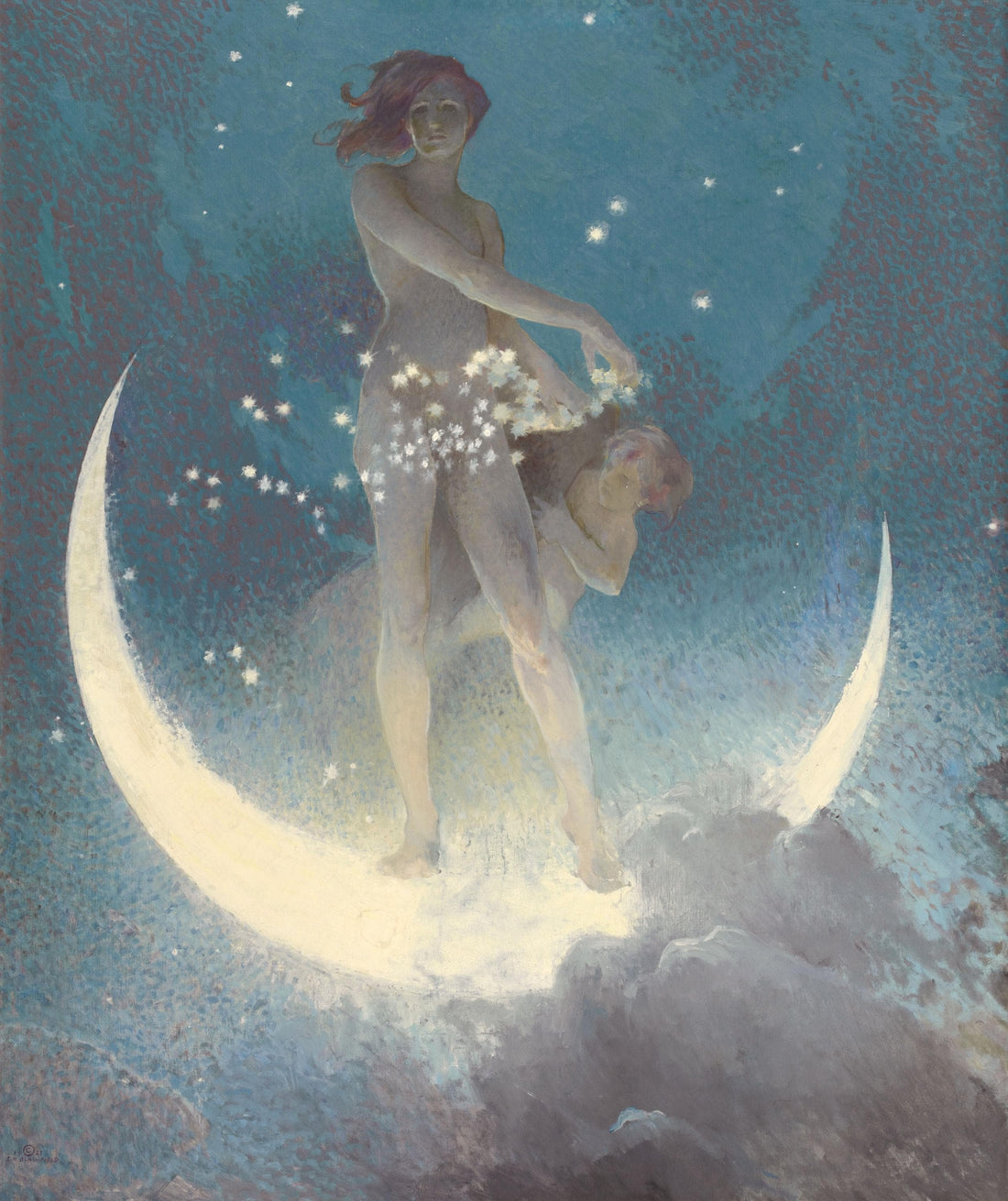 Edwin Blashfield : Spring Scattering Stars (1927), Fine Art Print,  Art Paper, HQ Poster, Canvas or Hand Finished Print with brush strokes FOSHE ART