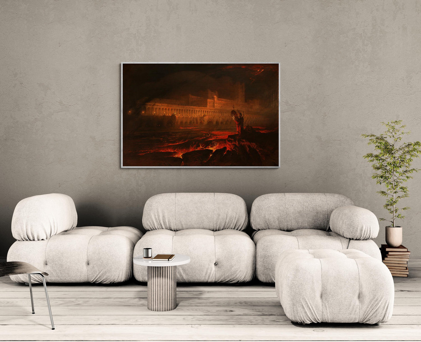 John Martin Pandemonium Painting, Large wall arts, Heavyweight Canvas, 3D hand finish print with brush strokes, Louvre Canvas, Ready to Hang FOSHE ART