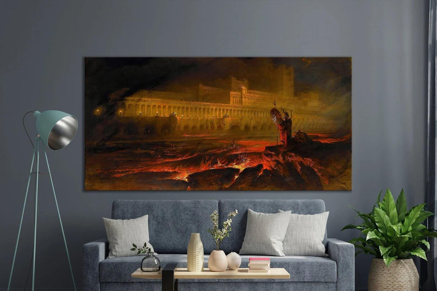 John Martin Pandemonium Painting, Large wall arts, Heavyweight Canvas, 3D hand finish print with brush strokes, Louvre Canvas, Ready to Hang FOSHE ART