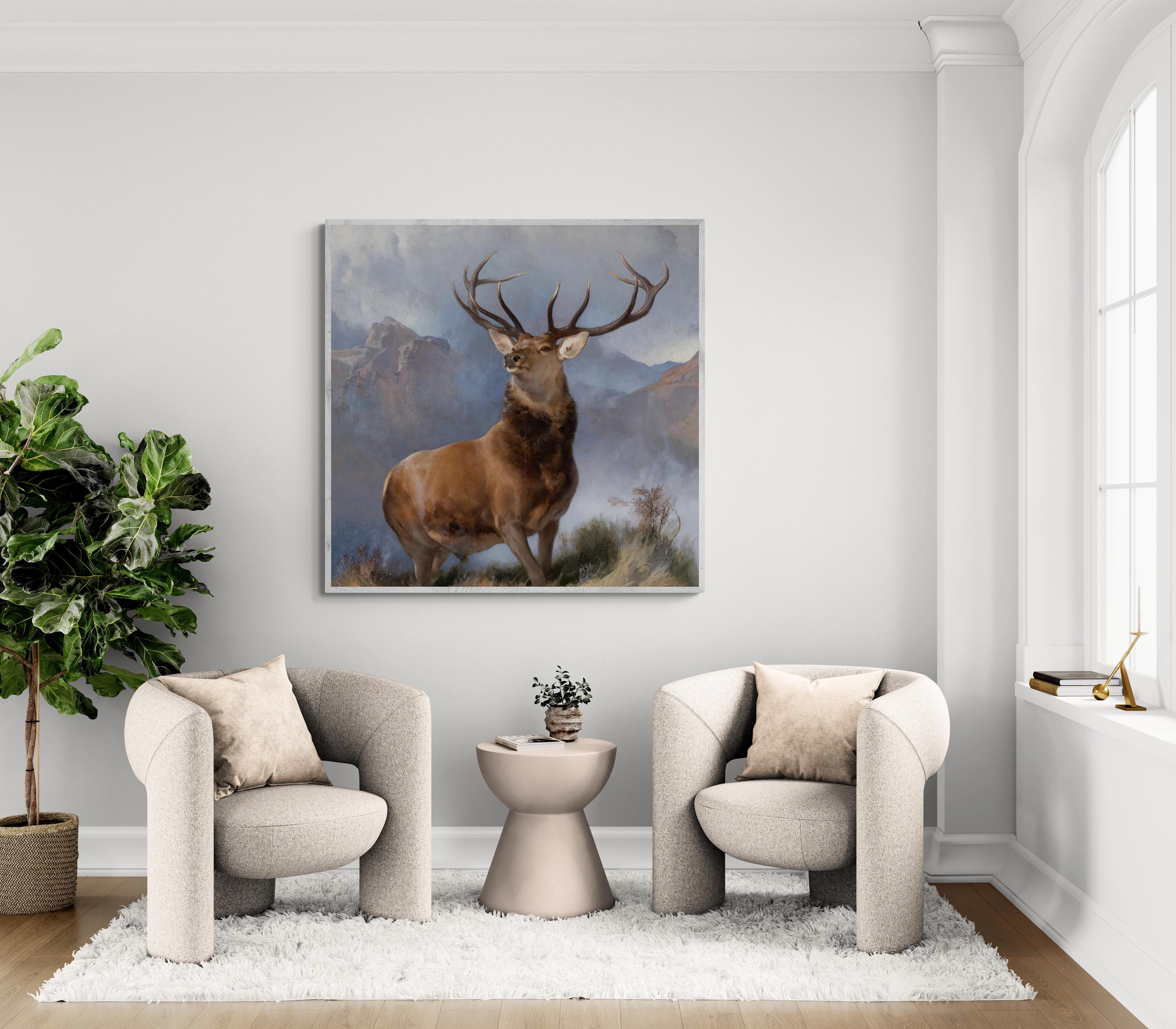 Monarch of the Glen Canvas Print, Landseer Painting, 3D Texture Art FOSHE ART