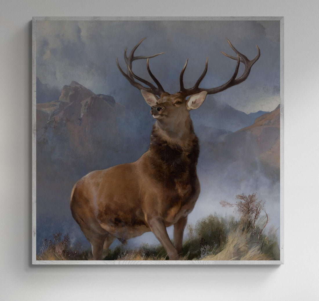 The Monarch of the Glen by Landseer Canvas XXL printing, 3D Hand Finished Premium Texture Print with brush strokes looks like original art FOSHE ART
