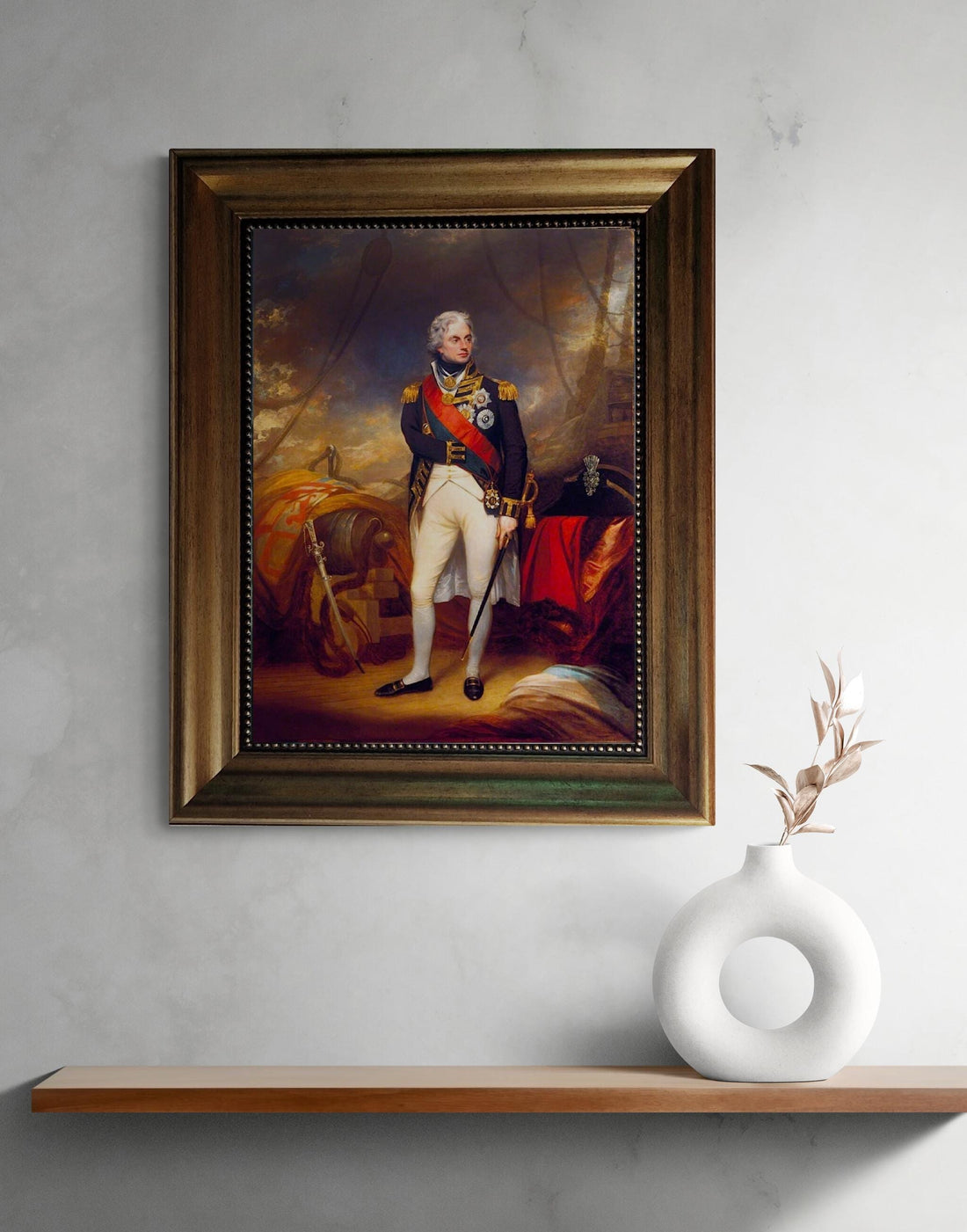 Horatio Nelson Portrait, William Beechey, Giclée Canvas Print with Vintage Gold Frame FOSHE ART