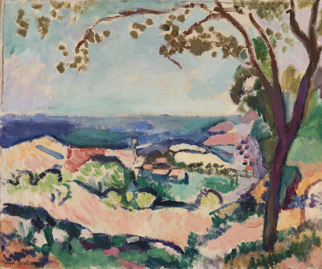 Henri Matisse The Sea Seen from Collioure (1906) Fine Art Giclee Print on canvas Hand Finished Print with brush strokes with floating frame FOSHE ART