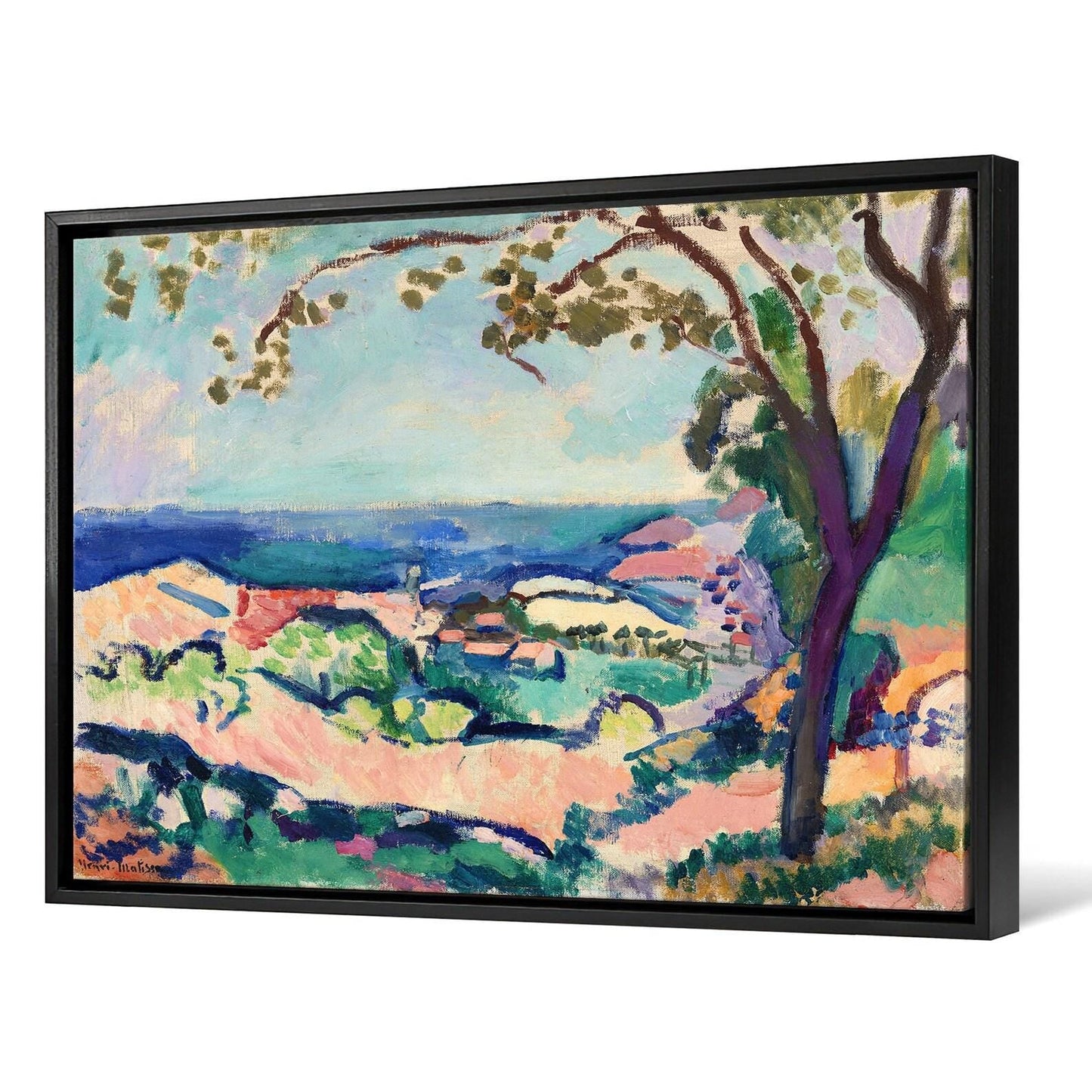 Henri Matisse The Sea Seen from Collioure (1906) Fine Art Giclee Print on canvas Hand Finished Print with brush strokes with floating frame FOSHE ART