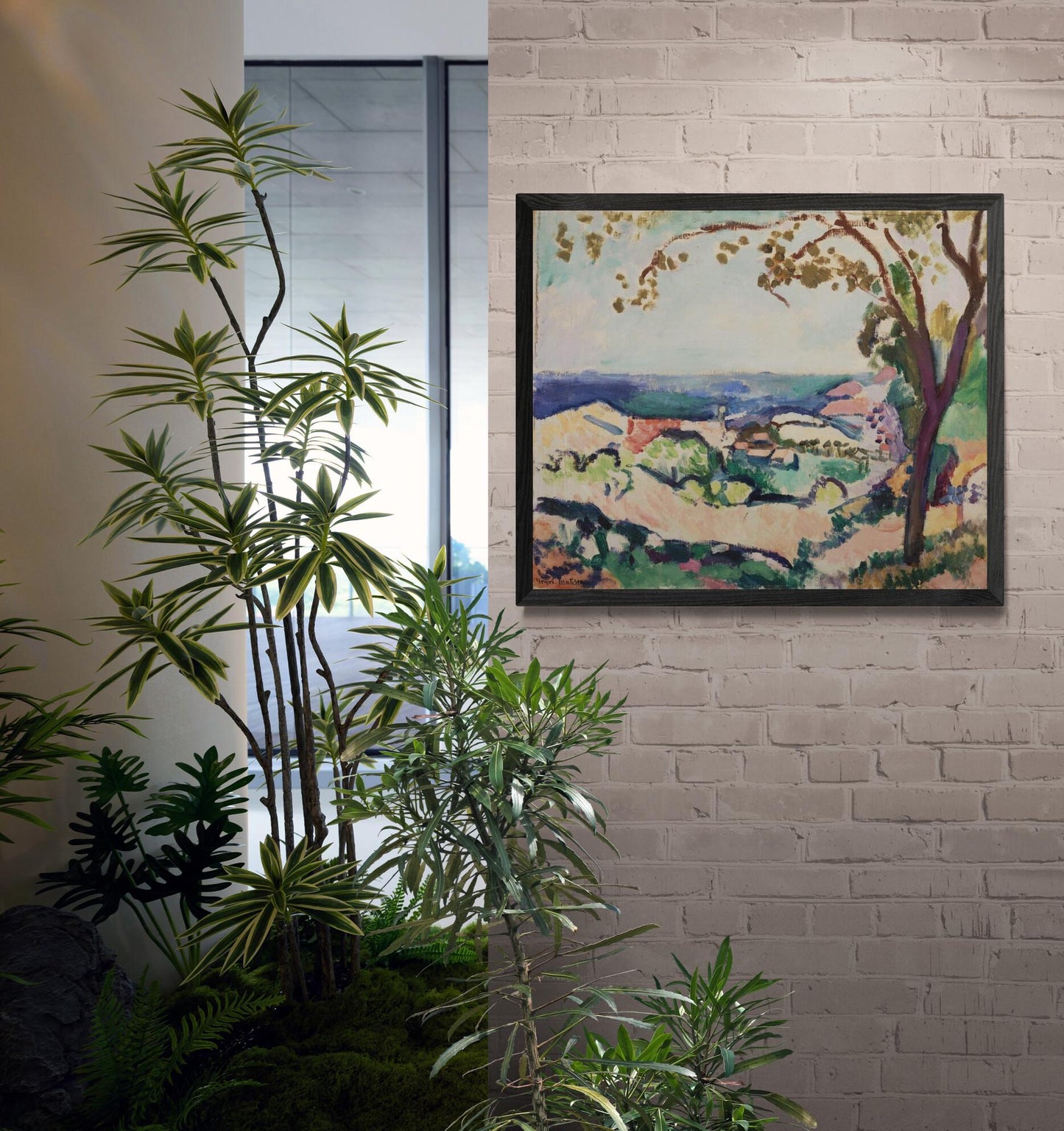 Henri Matisse The Sea Seen from Collioure (1906) Fine Art Giclee Print on canvas Hand Finished Print with brush strokes with floating frame FOSHE ART