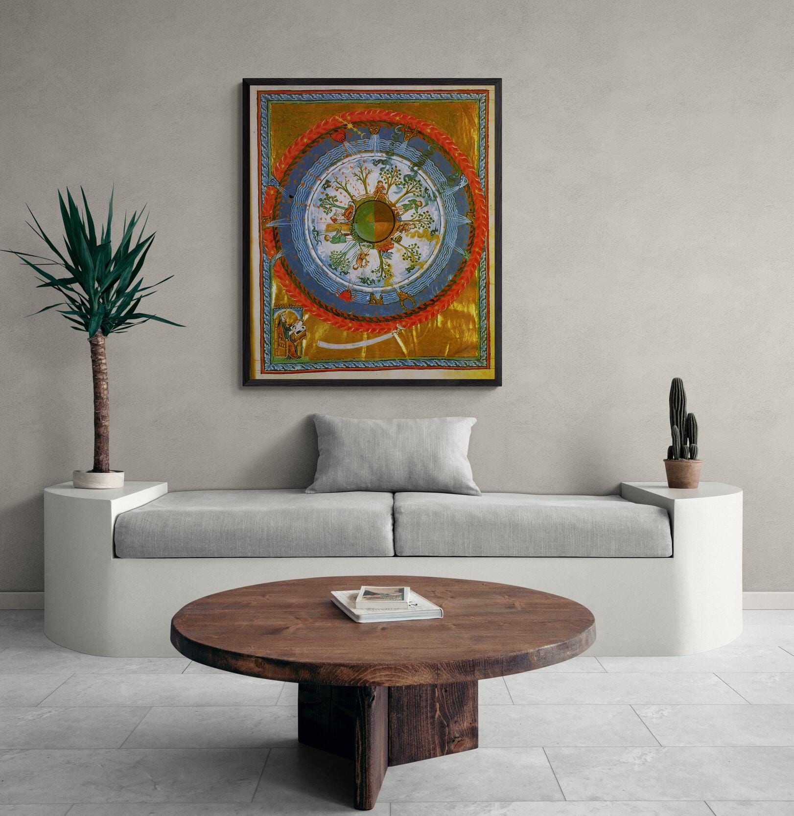 Hildegard von Bingen Art Print: Cosmic Tree of Life, Framed Canvas FOSHE ART
