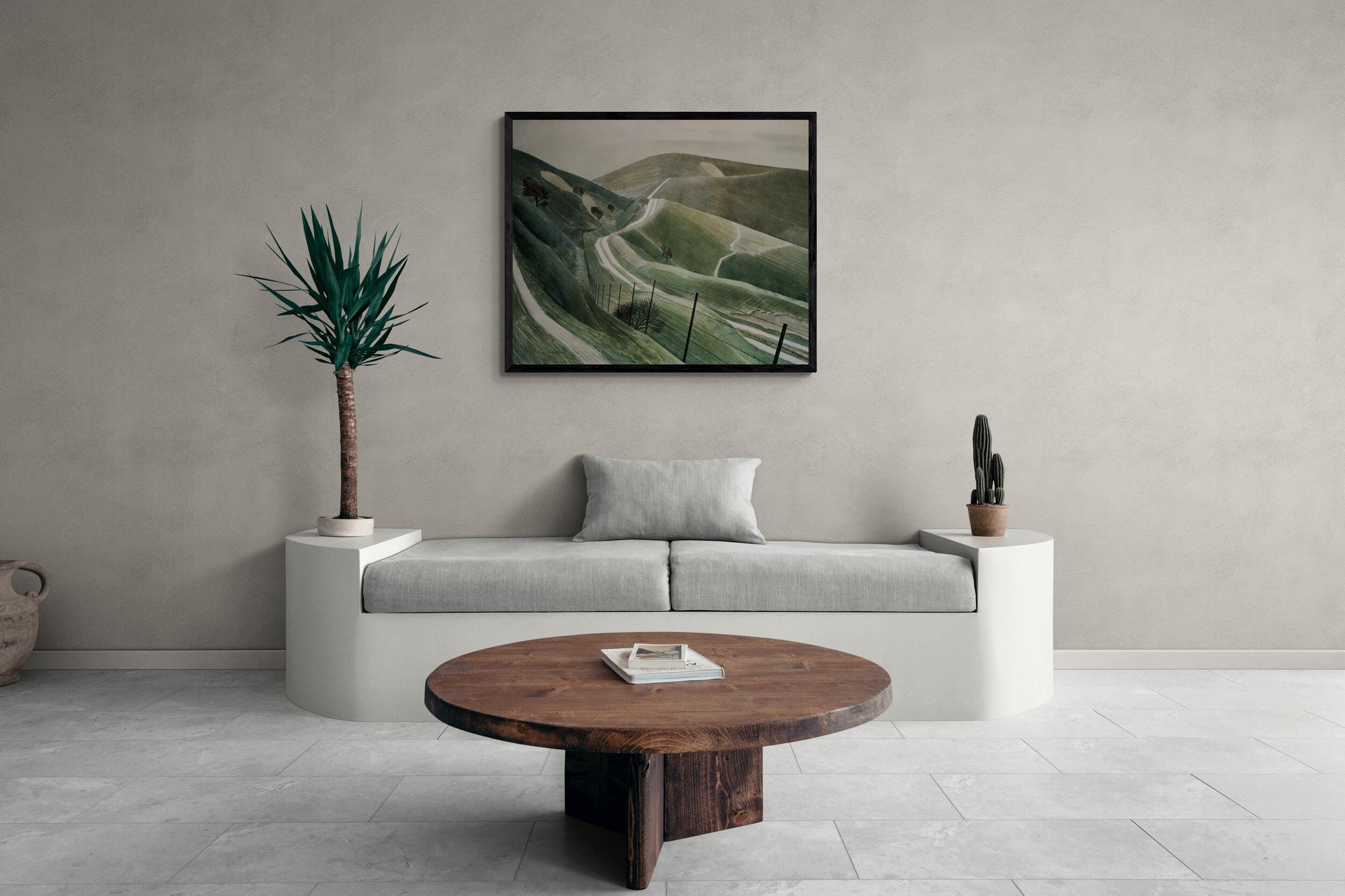 Eric Ravilious Chalk Paths Canvas Print, Floating Frame and Brush Strokes, Nature Wall Art FOSHE ART