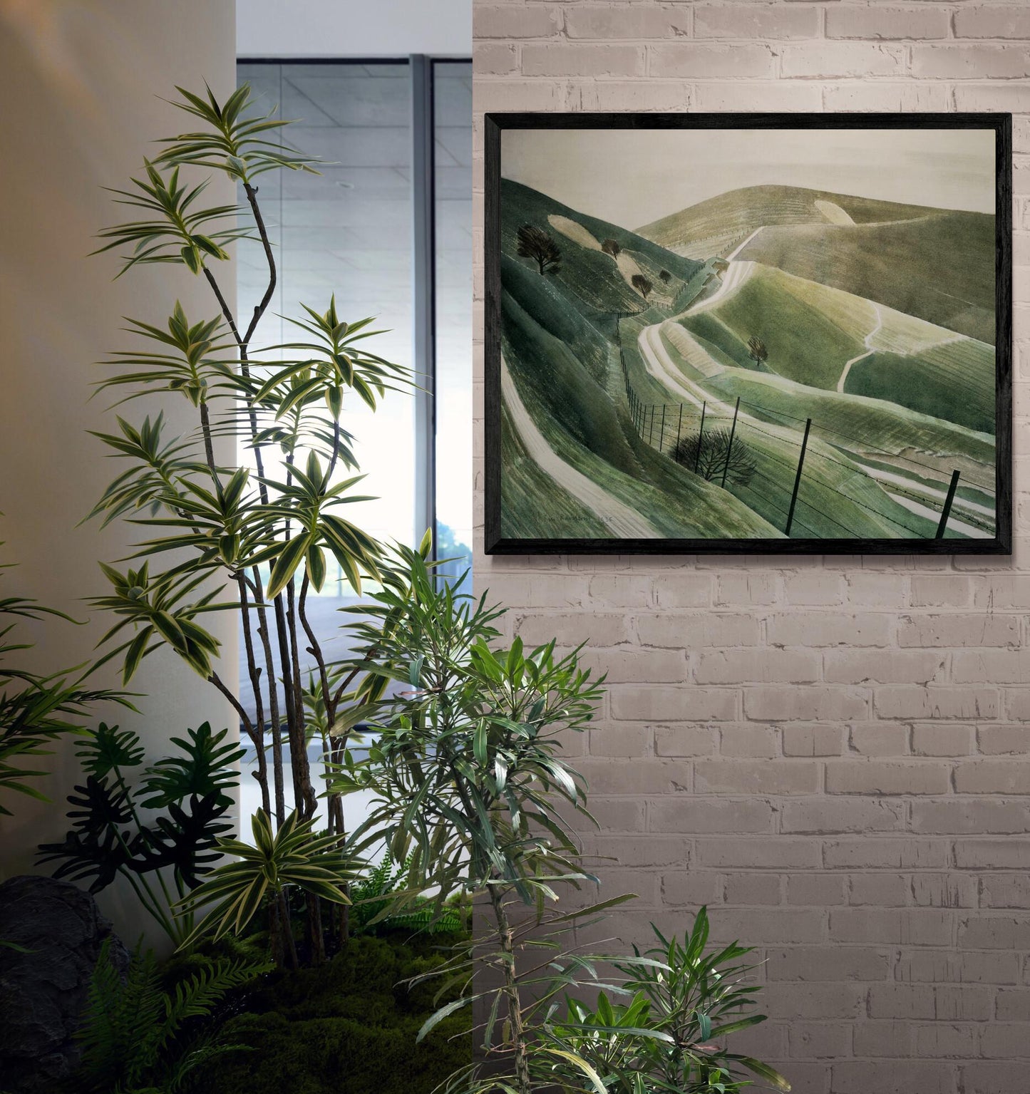 Eric Ravilious, Chalk Paths, Living Room Wall Décor, Premium FineArt Print on Paper, real art Canvas or Hand Finished with brush strokes FOSHE ART