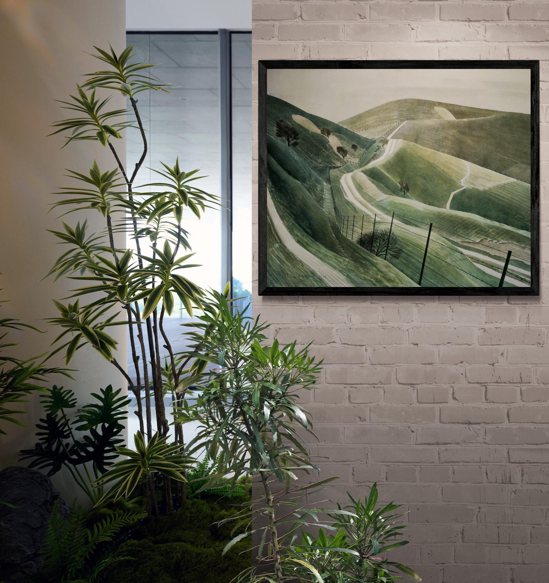 Eric Ravilious Chalk Paths Canvas Print, Floating Frame and Brush Strokes, Nature Wall Art FOSHE ART