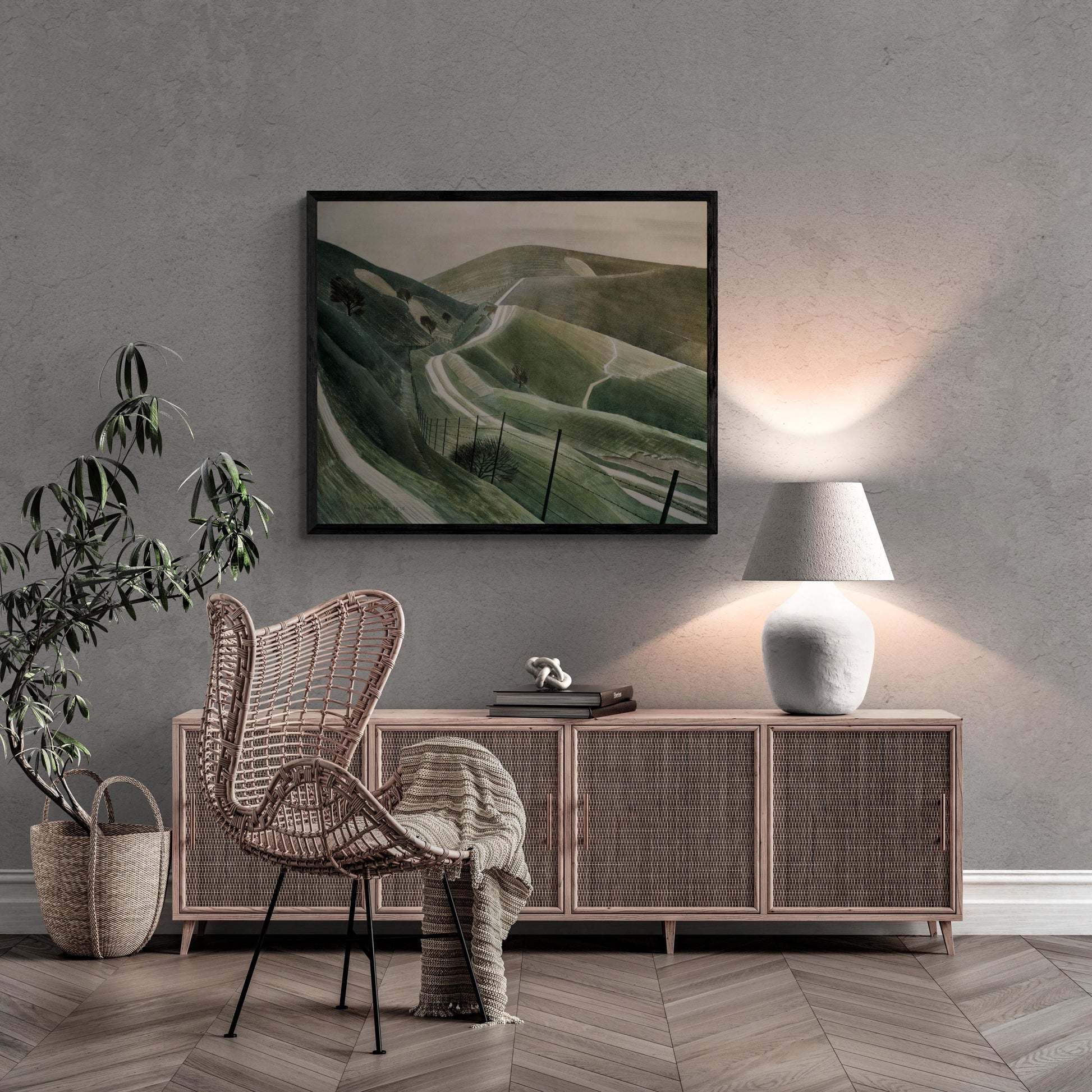 Eric Ravilious, Chalk Paths, Living Room Wall Décor, Premium FineArt Print on Paper, real art Canvas or Hand Finished with brush strokes FOSHE ART